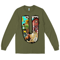 Army Green farm life alphabet lowercase letters u Long Sleeve Tee - BundleAndBundleShop