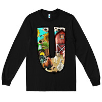 Black farm life alphabet lowercase letters u Long Sleeve Tee - BundleAndBundleShop