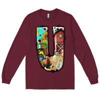 Burgundy farm life alphabet lowercase letters u Long Sleeve Tee - BundleAndBundleShop