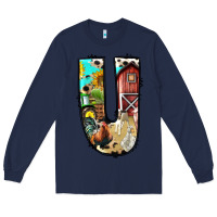 Navy farm life alphabet lowercase letters u Long Sleeve Tee - BundleAndBundleShop