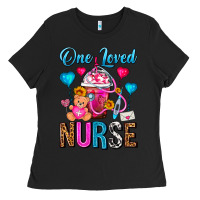 Black One Loved Nurse Valentines Day Frappe Coffee Ladies Tee - FaDigitalArtStudio