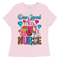 Bubblegum Pink One Loved Nurse Valentines Day Frappe Coffee Ladies Tee - FaDigitalArtStudio
