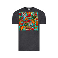 Vintage Black hispanic heritage month coffee cups and taco with glitter and leopard  Vintage Tee - BundleAndBundleShop