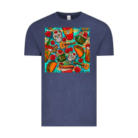 Vintage Denim hispanic heritage month coffee cups and taco with glitter and leopard  Vintage Tee - BundleAndBundleShop