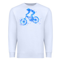 White downhill mountain bike t  shirt downhill mountain bike jump blue water Premium Sweatshirt - linhVisuals