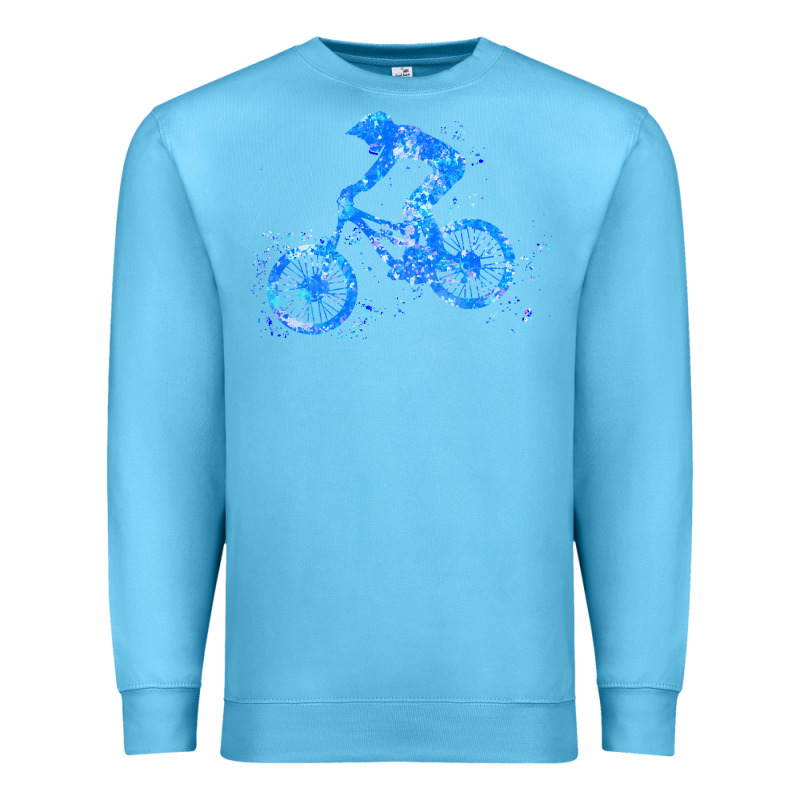 Downhill Mountain Bike T  Shirt Downhill Mountain Bike Jump Blue Water Premium Sweatshirt by linhVisuals | Teevron