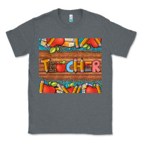 Charcoal Heather teacher and pens apples books leopard and tooled leather tumbler Classic Tee - Artiststas