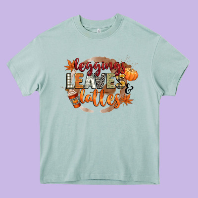Leaves And Lattes Heavy Core Tee Designed By Cowgirlartshop