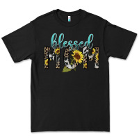 Black Blessed mom sunflower mother's day Premium Tee - HowdyJamesFarm