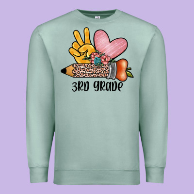 Peace Love 3rd Grade Premium Sweatshirt Designed By Jahusdesignshop