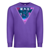 Purple tired japanese otaku   abandoned city street art t shirt Premium Sweatshirt - linhVisuals