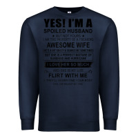 Navy yes i'm a spoiled husband ..awesome wife t shirt Premium Sweatshirt - linhVisuals