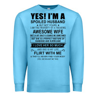 Ocean Blue yes i'm a spoiled husband ..awesome wife t shirt Premium Sweatshirt - linhVisuals
