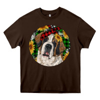 Chocolate Brown Christmas St. Bernard Heavy Core Tee - RanaPortraitStore
