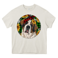 Cream Christmas St. Bernard Heavy Core Tee - RanaPortraitStore