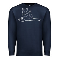 Navy cat butt white Premium Sweatshirt - linhVisuals