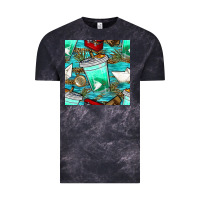 Cloud Black fish coffee cups and reeds with paper boat and leopard lake seamless p Vintage Tee - BundleAndBundleShop