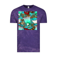 Cloud Purple fish coffee cups and reeds with paper boat and leopard lake seamless p Vintage Tee - BundleAndBundleShop