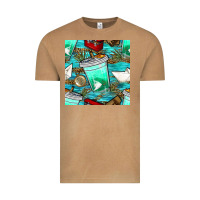 Vintage Camel fish coffee cups and reeds with paper boat and leopard lake seamless p Vintage Tee - BundleAndBundleShop