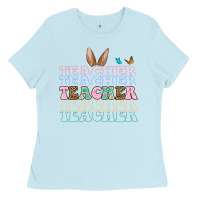 Baby Blue Easter bunny Teacher Ladies Tee - OliviaCreatesArt
