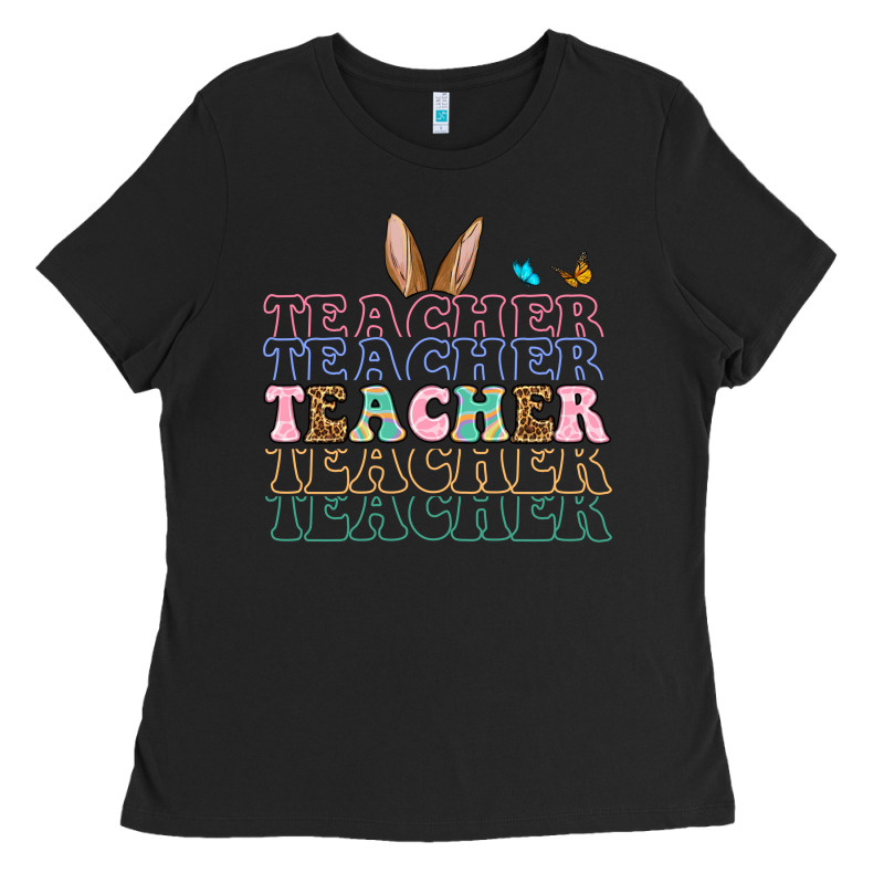 Easter Bunny Teacher Ladies Tee by OliviaCreatesArt | Teevron