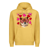 Antique Gold valentine's shiba inu Premium Hoodie - RanaPortraitStore