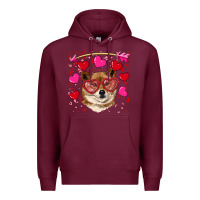 Burgundy valentine's shiba inu Premium Hoodie - RanaPortraitStore