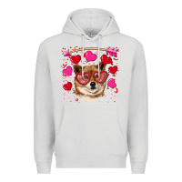 Dove Grey valentine's shiba inu Premium Hoodie - RanaPortraitStore