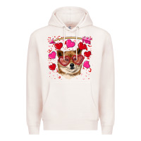Pale Pink valentine's shiba inu Premium Hoodie - RanaPortraitStore