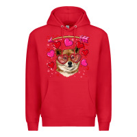 Red valentine's shiba inu Premium Hoodie - RanaPortraitStore