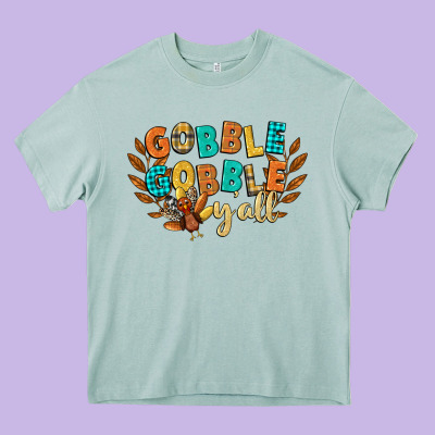 Gobble Gobble Yall Heavy Core Tee Designed By Cowgirlartshop