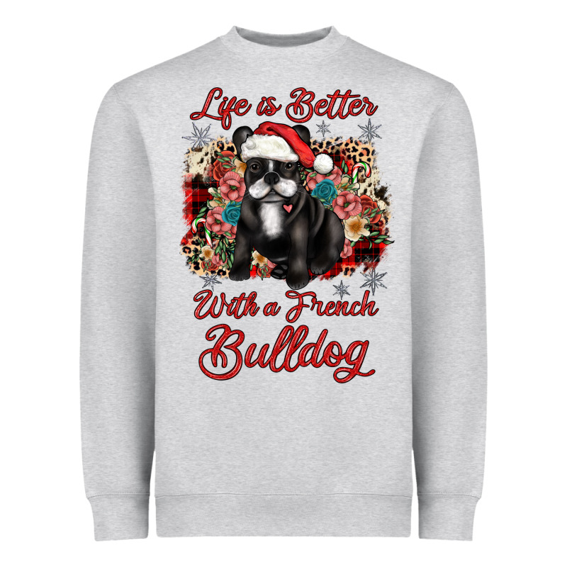 Christmas Life Is Better With A French Bulldog Heavyweight Sweatshirt by JahusDesignShop | Teevron