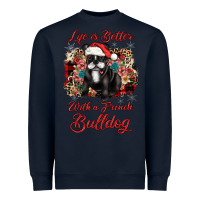 Navy christmas life is better with a french bulldog Heavyweight Sweatshirt - JahusDesignShop