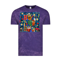 Cloud Purple christmas ho ho ho with coffee cups and ornaments with plaid seamless  Vintage Tee - BundleAndBundleShop