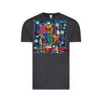 Vintage Black christmas ho ho ho with coffee cups and ornaments with plaid seamless  Vintage Tee - BundleAndBundleShop