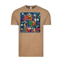 Vintage Coffee christmas ho ho ho with coffee cups and ornaments with plaid seamless  Vintage Tee - BundleAndBundleShop