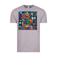 Vintage Zinc christmas ho ho ho with coffee cups and ornaments with plaid seamless  Vintage Tee - BundleAndBundleShop
