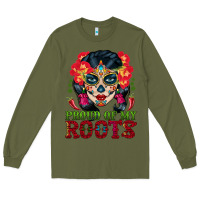 Army Green sugar skull woman proud of my roots Long Sleeve Tee - BundleAndBundleShop