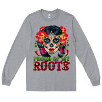 Heather Grey sugar skull woman proud of my roots Long Sleeve Tee - BundleAndBundleShop