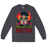 Smoke sugar skull woman proud of my roots Long Sleeve Tee - BundleAndBundleShop