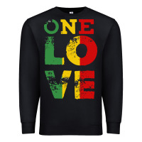 Black one love rasta reggae Premium Sweatshirt - linhVisuals