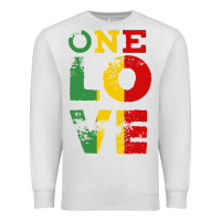Oatmeal Heather one love rasta reggae Premium Sweatshirt - linhVisuals