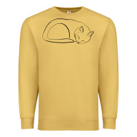 Antique Gold Sleeping Cat Line Art Premium Sweatshirt - linhVisuals