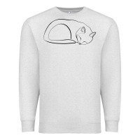 Oatmeal Heather Sleeping Cat Line Art Premium Sweatshirt - linhVisuals