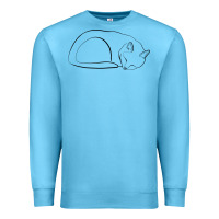 Ocean Blue Sleeping Cat Line Art Premium Sweatshirt - linhVisuals