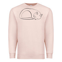 Pale Pink Sleeping Cat Line Art Premium Sweatshirt - linhVisuals