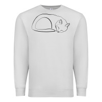 Dove Grey Sleeping Cat Line Art Premium Sweatshirt - linhVisuals