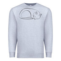 Heather Grey Sleeping Cat Line Art Premium Sweatshirt - linhVisuals