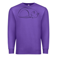 Purple Sleeping Cat Line Art Premium Sweatshirt - linhVisuals