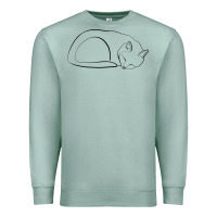 Seafoam Sleeping Cat Line Art Premium Sweatshirt - linhVisuals
